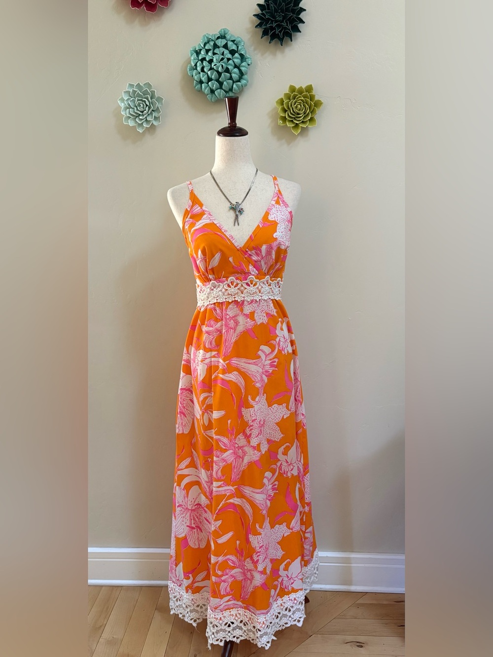 Stunning vintage 1960s Lilly Pulitzer The Lilly maxi dress with daylilies! 🌸 S 6